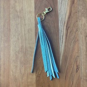 Genuine leather tassel charm-keychain long